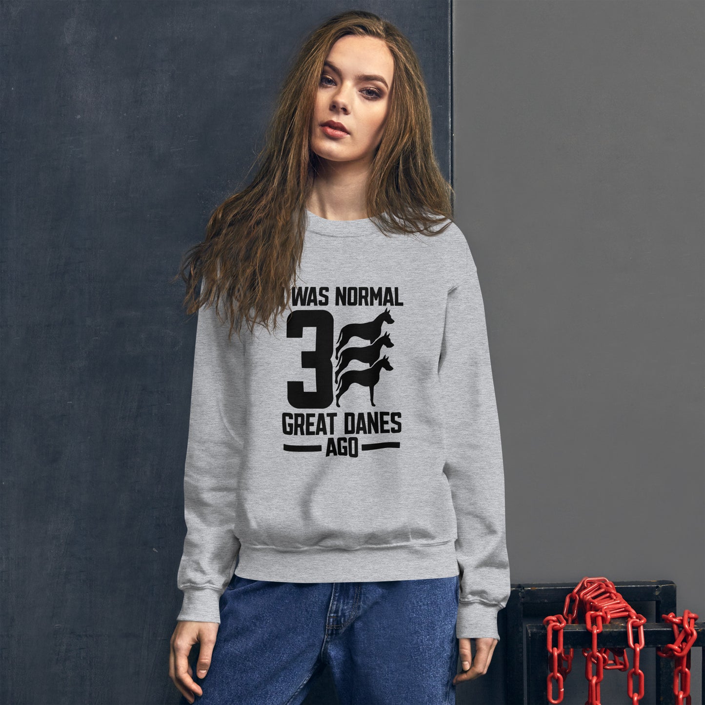 I Was Normal 3 Great Danes Ago Unisex Sweatshirt