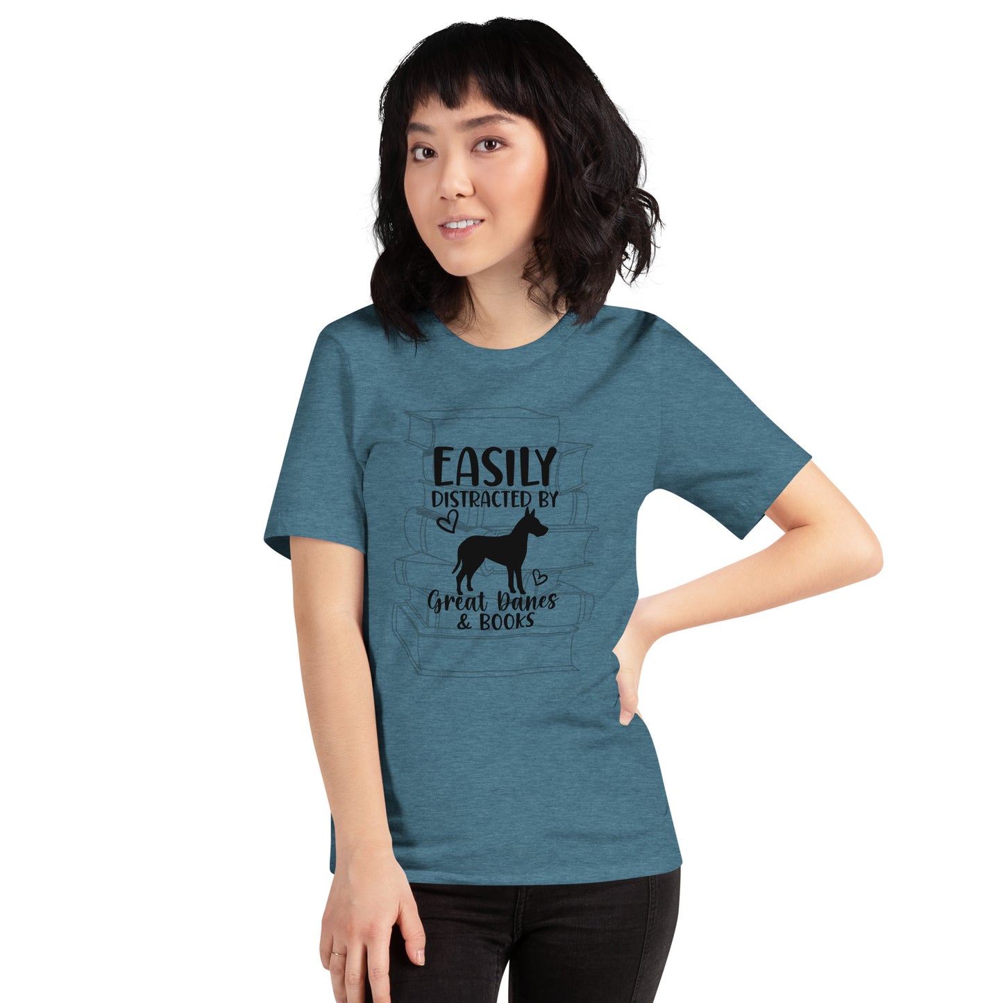 Easily Distracted by Great Danes & Books Unisex t-shirt